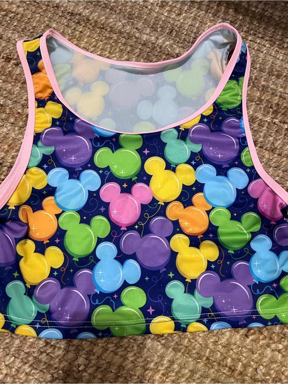 Disney Mickey balloons athletic tank crop top Multicolor pink purple lime blue